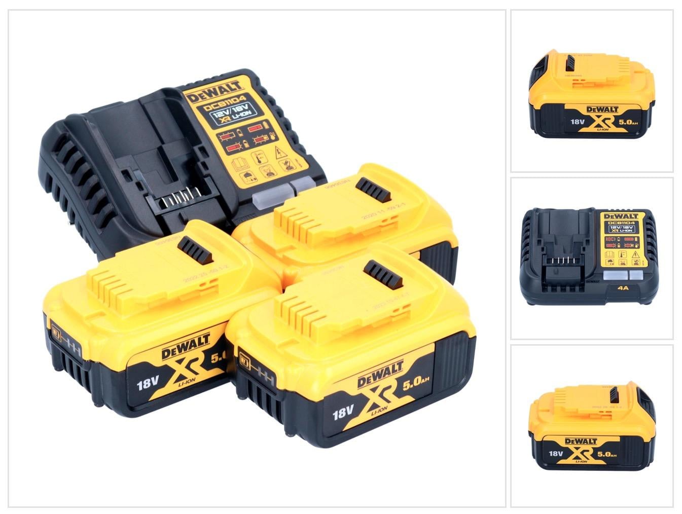 DeWalt DCB 1104 P3 accu-starterset 12 V / 18 V met 3x 5,0 Ah accu en DCB 1104 oplader