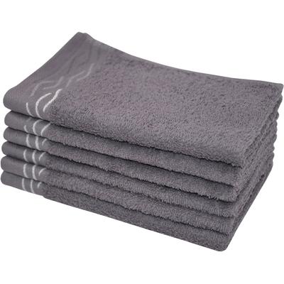 Gaestehandtuecher DYCKHOFF "Wave", grau, B:30cm L:50cm, Frottier, Baumwolle, Handtücher, mit Jacquard-Bordüre
