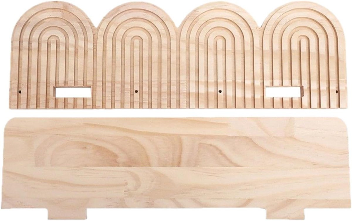 Boho houten wandplank voor decoratie en organisatie in houtkleur