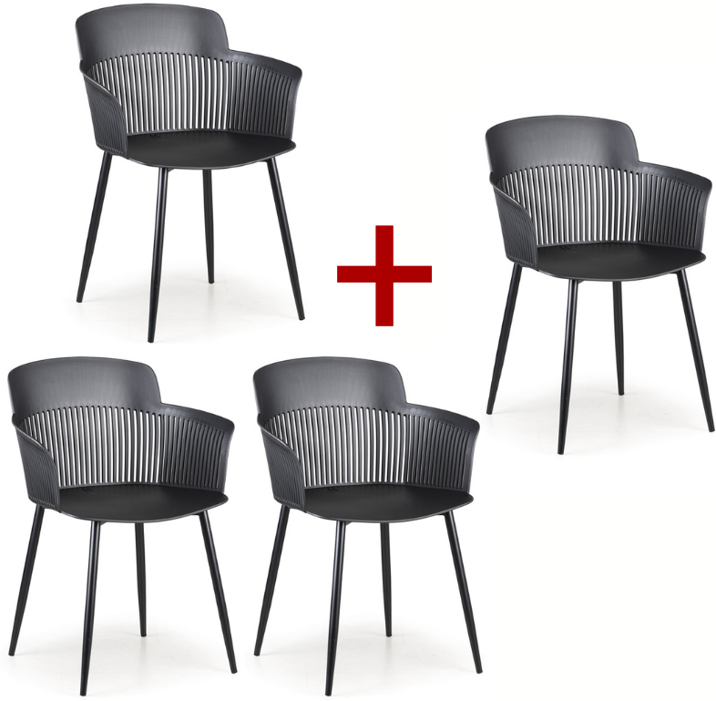 B2B Partner Krzesło barowe plastikowe MOLLY 3+1 GRATIS, czarne