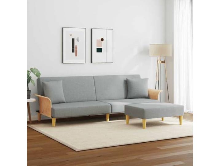 KTHLBRH Schlafsofa 2-Sitzer hellgrau Samt mit Kissen Verstellbare Rückenlehne, Holzrahmen, inklusive Fußstütze, 224 x 100 cm offen