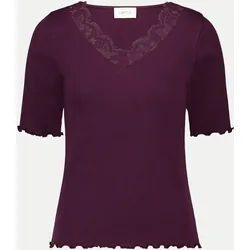 T-Shirt mit Spitzen-Kragen Violett 36