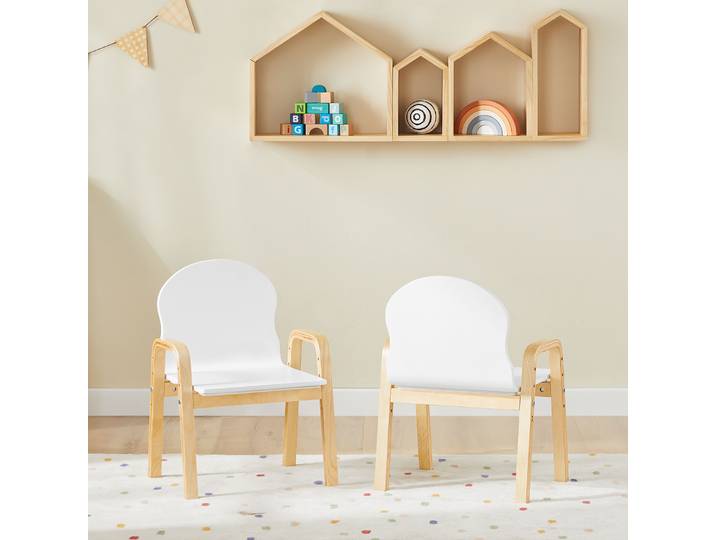 SoBuy KMB24-Wx2 ensemble chaise chaises réglables en hauteur avec accoudoirs et dossier siège blanc hauteur 23-35cm