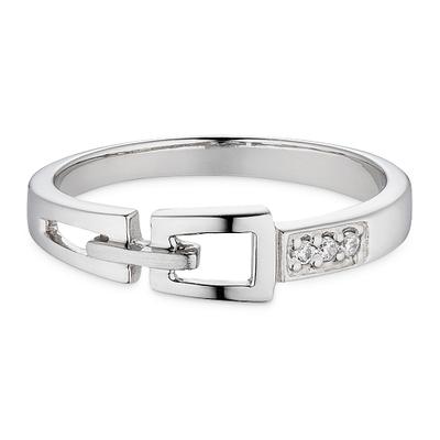 Silberring BRUNO BANANI "Schmuck Geschenk Fingerring mit Gürtelschnallen-Optik" Gr. 56, silber (silberfarben, kristallweiß), Fingerringe, Damen, 56, Silber 925 (Sterlingsilber), 2,8mm, Silberring, mit Zirkonia (synth.)