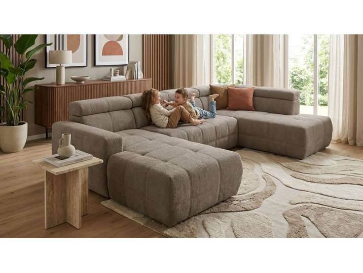 Wohnlandschaft OTTO HOME Ballerup 359 x 228 cm, auch mit verstellbarer Sitztiefe , braun (espresso), B:359cm H:80cm T:228cm, 100% Polyester, Sofas, Wohnlandschaft, Kopfteile & Sitztiefe verstellbar, Pet Friendly Bezug, U-Form