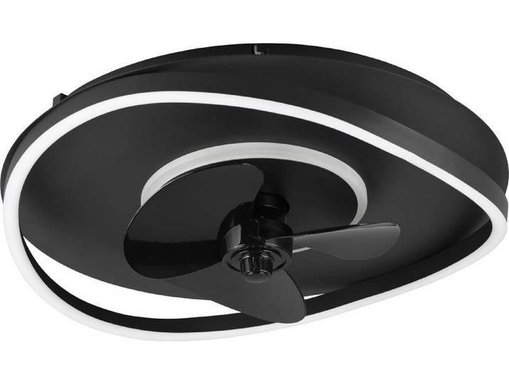 Ventilateur de plafond avec lampe LED et télécommande\, noir moderne SORTLAND RL R67393132
