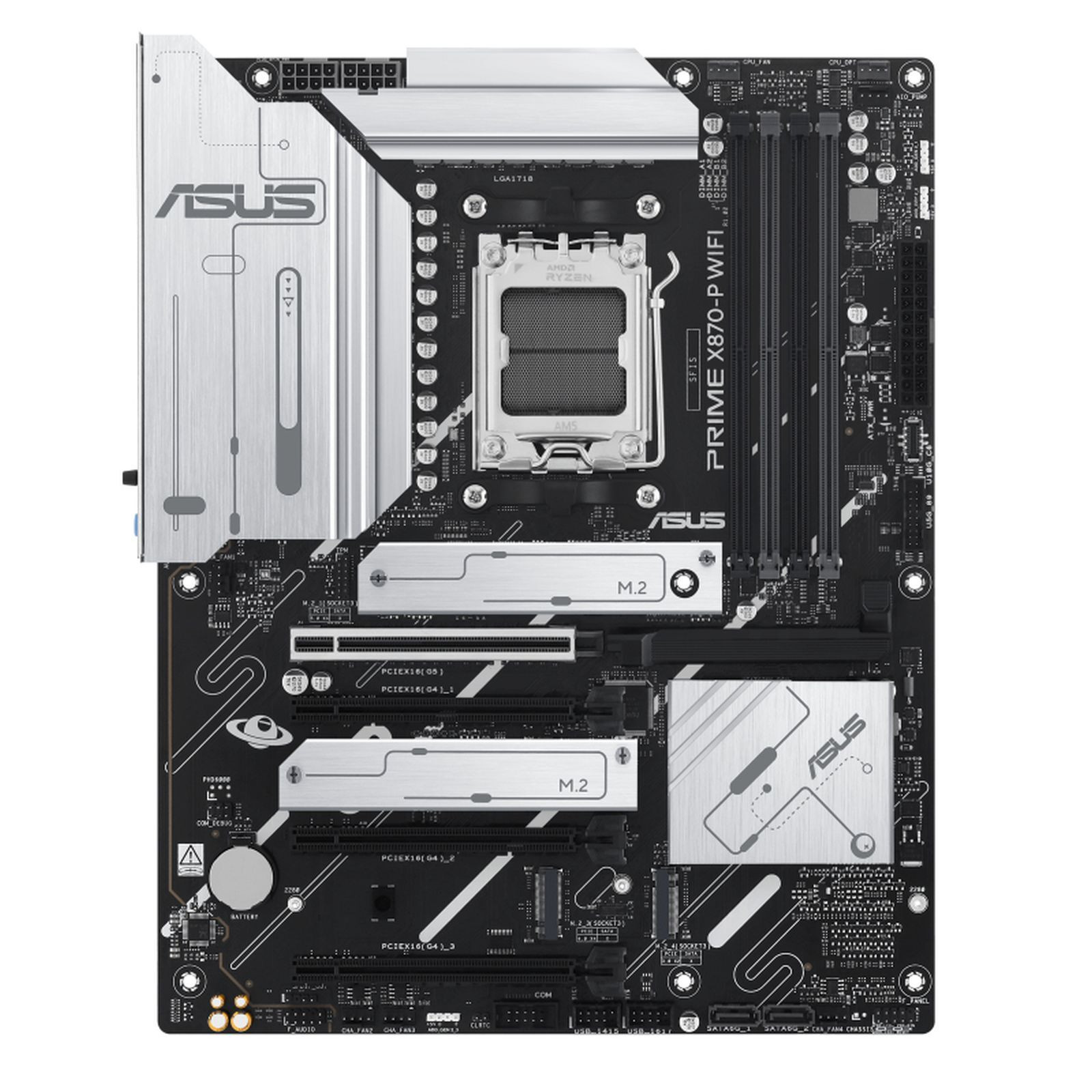Asus Prime X870-P WIFI moederbord, AMD Socket AM5, compatibel met AMD Ryzen 7000, 8000 en 9000-serie, DDR5-SDRAM tot 192 GB