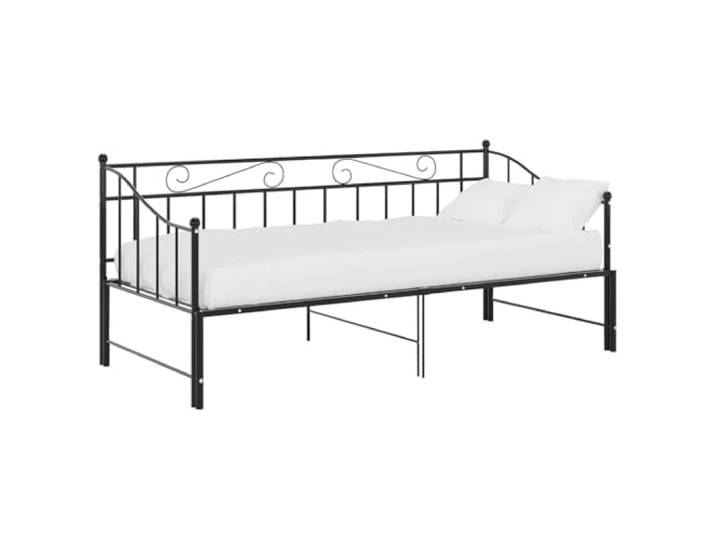 vidaXL Ausziehbett Sofabett Ausziehsofa Bettgestell Tagesbett Schlafsofa Gästebett Bett Metallbett Bettsofa Couch Sofa Schwarz Metall 90x200cm