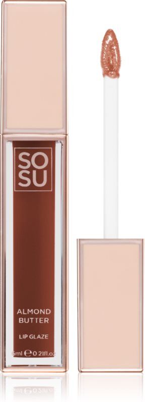 SOSU Cosmetics Satin Lip Glaze hydrating lip gloss shade Almond Butter 6 ml