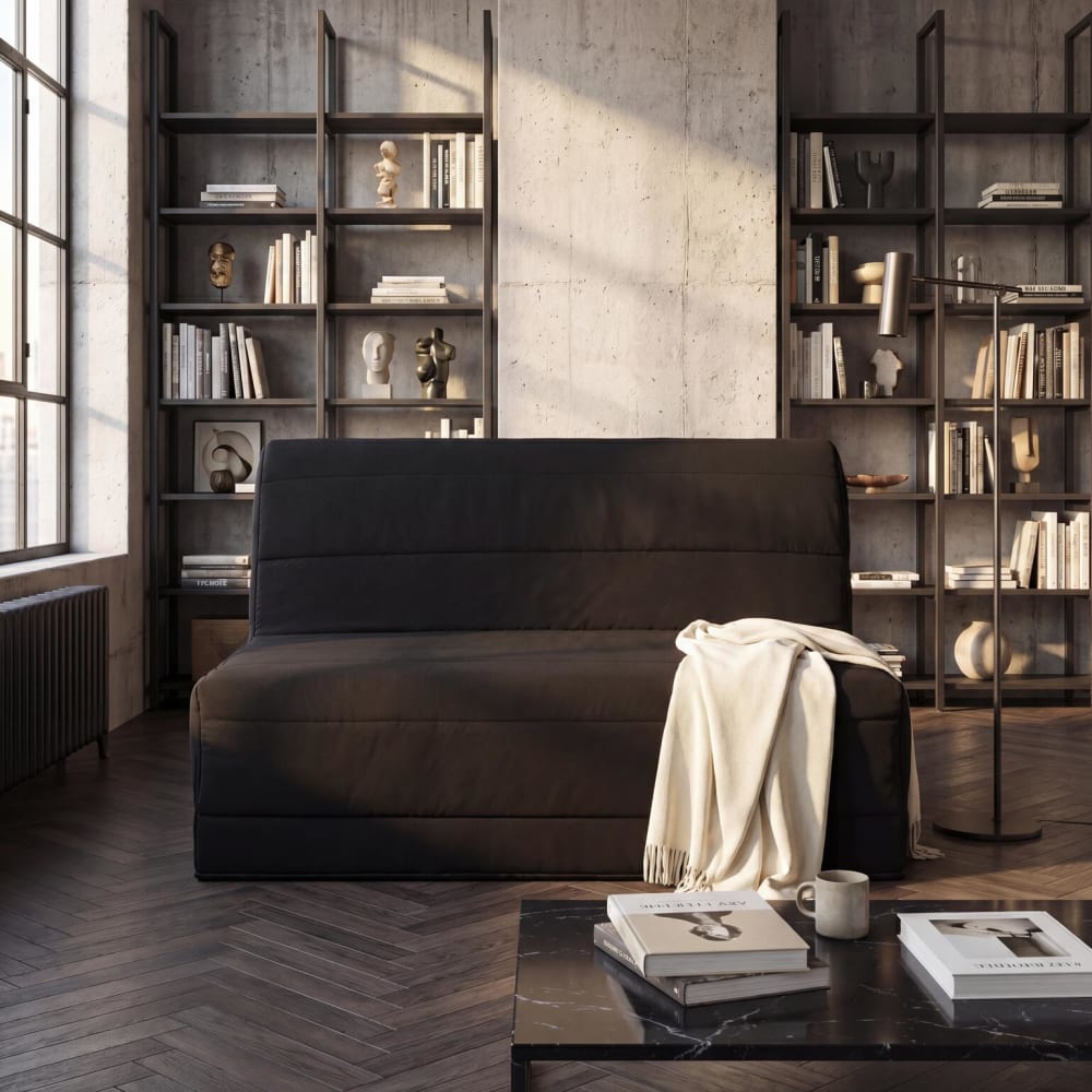Relaxima Banquette convertible bz 2 places pearl noir Noir 190x90x140cm