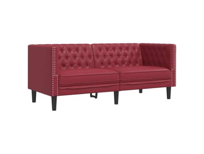 Coespram Chesterfield Sofa 2-Sitzer Weinrot Kunstledersofa 174 cm Elegante Knopfheftung mit dicker Schaumpolsterung und stabilen Massivholzbeinen als Blickfang für das Wohnzimmer.