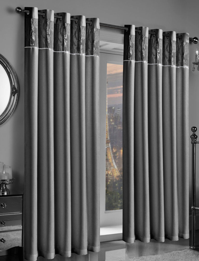 Latitude Run Longhin Room Darkening Curtain Silver/Grey Width 165 cm x Drop 182 cm