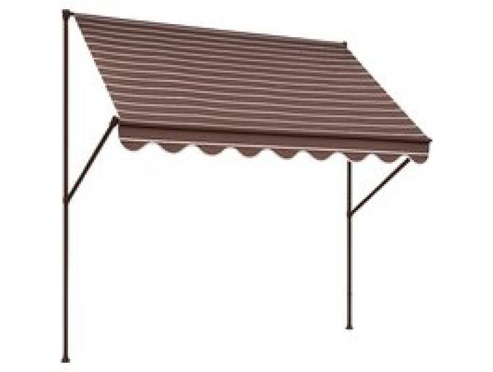 Store banne à fixer (marron foncé, rayures beiges, 350 cm breit)