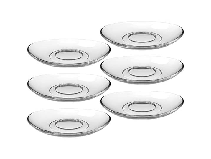 Leonardo Napoli 024204 Lot de 6 soucoupes en verre lavables au lave-vaisselle pour verres à café et latte macchiato Napoli Ø 14 cm