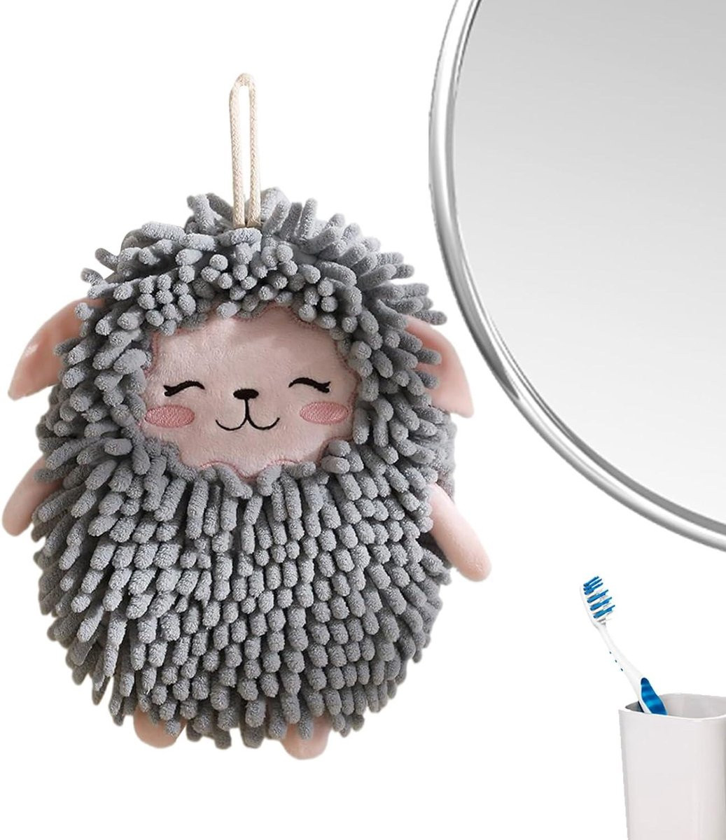 Handdoek Puff Ball Grijs - Sneldrogende Pluche Microvezel Handdoek - 25 x 26 cm