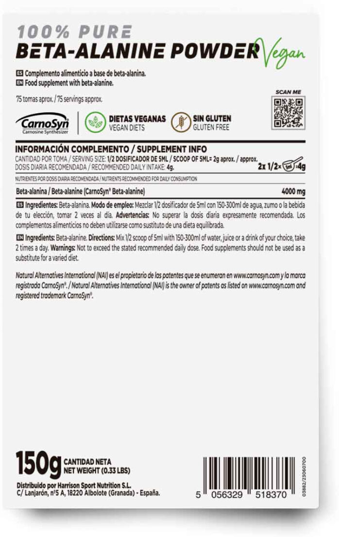 HSN Beta-alanina (CarnoSyn®) en polvo 150g - Pre-Entrenamiento - Polvo - 75  Servicios