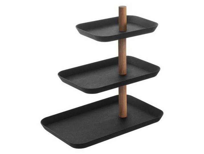 Yamazaki Schmuckständer 3 etagen mit drehbaren tabletts - 25/16/25,5 cm, Schwarz, Metall, 16x25.5x25 cm, Ordnen & Aufbewahren, Schmuckaufbewahrung