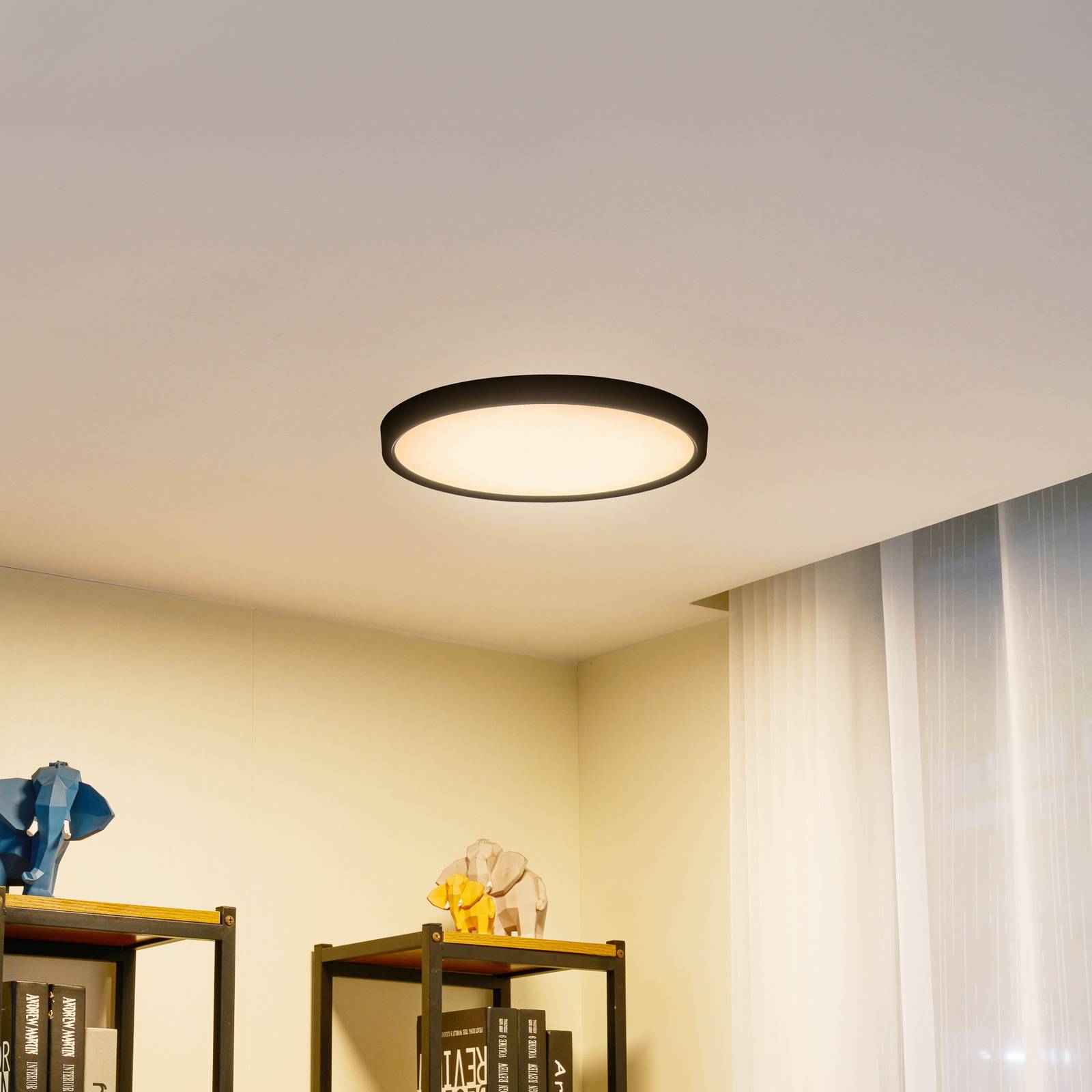 Smart Home Deckenlampe Pravin Lindby, dimmbar, schwarz, für Wohn- / Esszimmer, Kunststoff, Modern, Smart Home Deckenlampe