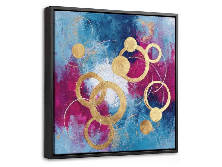 LEINWAND Bilder mit Rahmen - Kreise - Gold - Abstrakt - 20x20