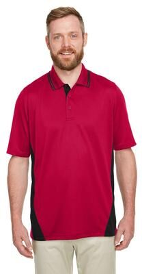 Harriton M386 Men's Flash Snag Protection Plus IL Colorblock Polo Shirt in Red/Black size XL   Polyester