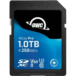 OWC Atlas Pro SDXC V60 UHS-II Memory Card 1TB (1000 GB, SDXC, U3, UHS-II), Speicherkarte, Blau, Schwarz