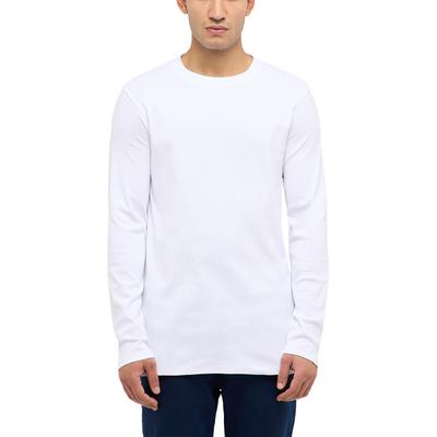 Langarmshirt MUSTANG "Herren Style Arlington", Herren, Gr. XL, weiß, Strick, 100% Baumwolle, Rundhals, Shirts Langarmshirt