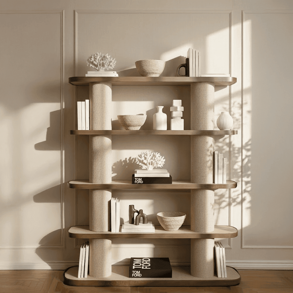 Alexandra Luxury Linen & Dark Brown Oak Open Shelving Unit
