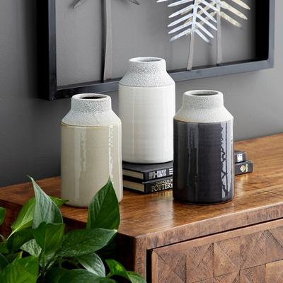 ARCILLA ELEMENTAL White Porcelain Ceramic Decorative Vase (Set of 3)