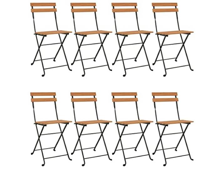 Makastle Klappbare Bistrostühle 8er Set Teak und Stahl