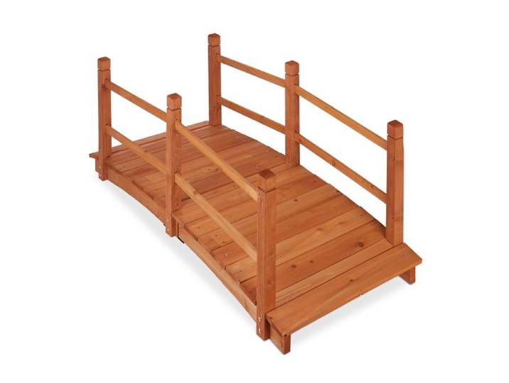 Relaxdays Holz Teichbrücke mit Geländer