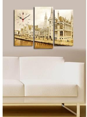 Value Selection 3 Piece Canvas Wall Clock Set With Wooden Frame Modern Triptych Wall Art 3 Piece Canvas Wall Clock Set With Wooden Frame Modern Triptych Wall Art