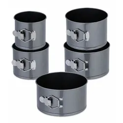 Relaxdays Springform Set 5-teilig, Ø 12, 14, 16, 18, 20 cm, Stahl, Antihaftbeschichtung, runde Backformen, anthrazit