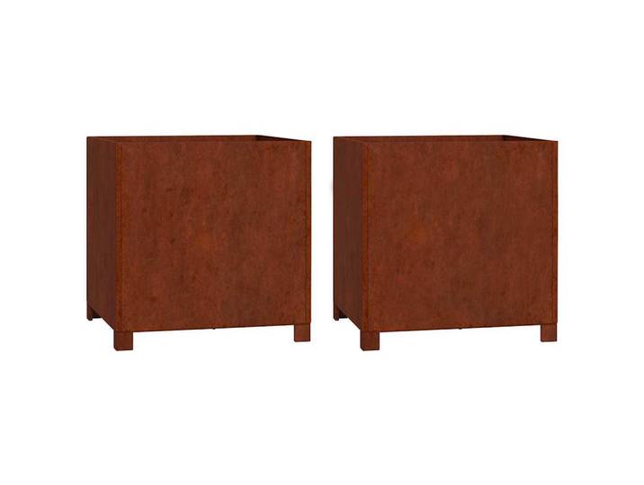 vidaXL Hochbeet mit Beinen 50/50/50 cm, aus Cortenstahl, Rostig, 2er-Set, Rostfarben, Metall, 47x50x49 cm, Gartenzubehör, Hochbeete