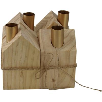 Adventsleuchter AM DESIGN "Weihnachtsdeko", braun, B:15,5cm H:13,5cm, Holzwerkstoff, Kerzenhalter, Kerzenhalter, aus Holz, Höhe ca. 13,5 cm