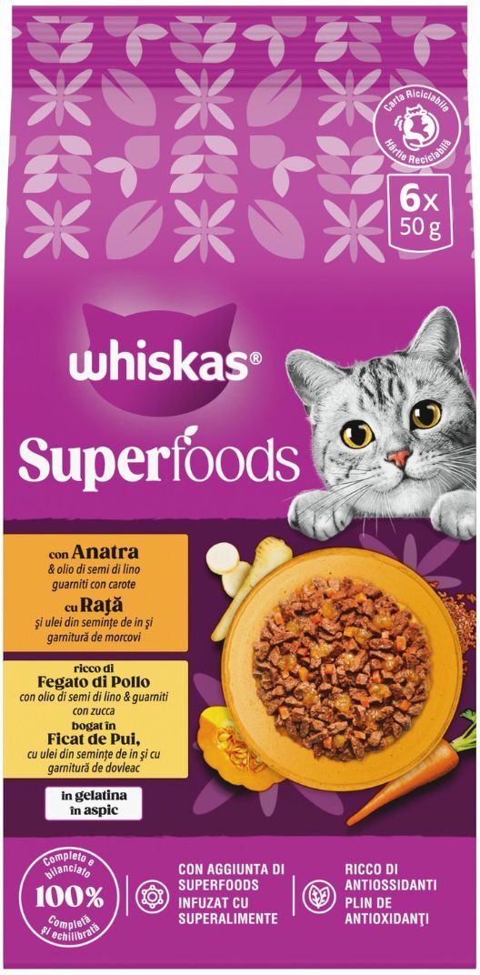 Whiskas Superfood Busta Multipack 6x50G DELICATO