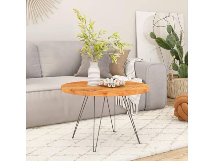 Tischplatte Ø80x2,5 cm Rund Massivholz Akazie Naturbelassen unbehandelt Massives Akazienholz unbehandelt, runde Platte 80 cm, für Couchtisch und Möbelbau, nur Tischplatte im Lieferumfang