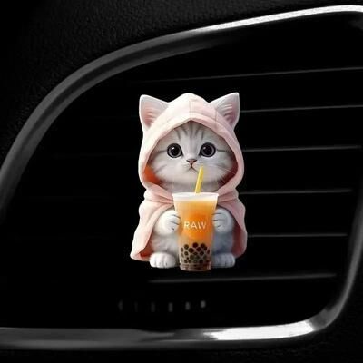 Uplift Picks Cute Cat Car Air Freshener Vent Clip Aromatherapy Diffuser Decor pink