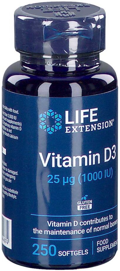 Life Extension Vitamin D3 25 mg 1000 I.E. Weichkapseln