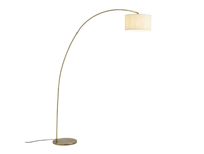 Lampadaire arc moderne en laiton avec abat-jour beige - Vinossa