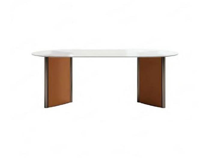 JVmoebel Esstisch Eleganter ovaler Holztisch in neutralen Brauntönen (Packung, 1-St., 1x Esstisch), Made in Europa