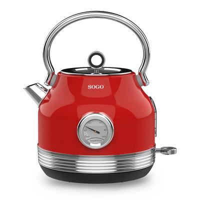 SOGO Retro‑Wasserkocher 1,8L 2200W mit Automatischer Abschaltung, Kalkfilter und Elegantem Vintage‑Design aus Edelstahl