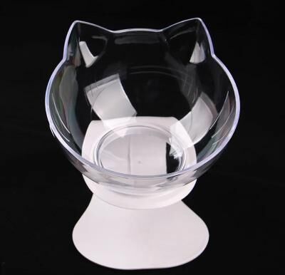 Uplift Picks Non Slip Double Cat Bowl With Inclined Stand For Food And Water clear (single)
