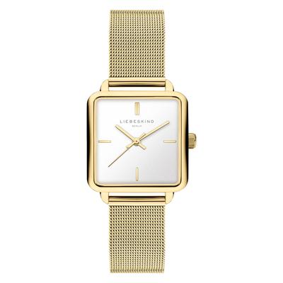 Quarzuhr LIEBESKIND BERLIN "Modern Mesh", gold (goldfarben), Armbanduhren, Damen, Quarzuhr, Armbanduhr, Damenuhr, Edelstahlarmband, analog