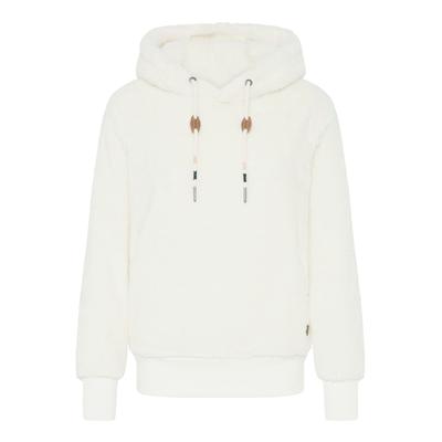 Kapuzenpullover OXMO "Hoodie OXAnniken", Damen, Gr. L, weiß (cloud dancer), Obermaterial: 100% Polyester PES., Sweatshirts Kapuzenpullover
