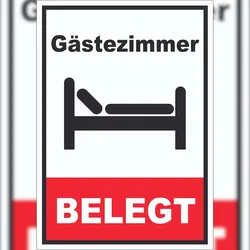 HB-Druck Gästezimmer BELEGT HOCHKANT Aufkleber A8 (52x74mm)
