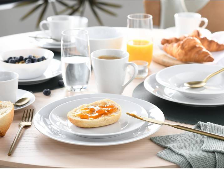 creaTable Kombiservice BASE Weiß, Service 42-tlg. (42-tlg), 6 Personen, Porzellan, Klassisch, Zeitlos, Der Alleskönner