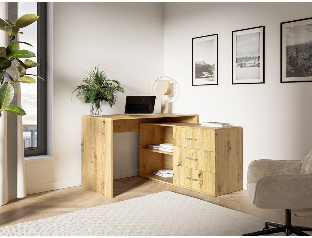 Inbox Zero Standing Desk Artisan Oak 75.4cm H X 120cm W X 122cm D