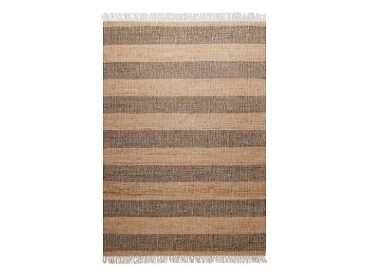 Tapis plat tissé main à franges rayé brique et brun 130x190