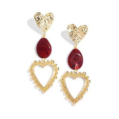 Paar Ohrhänger ADELIA´S "Ohrringe Ohrhänger mit Herzmotiv und ovalem Anhänger", Damen, Gr. Damen, rosa (dunkelrot), Ohrringe, Modeschmuck mit Herzmotiv, stylisch gestaltet