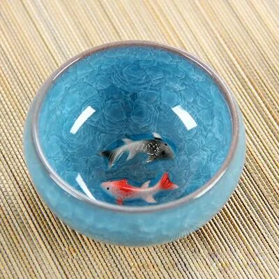 ModernMart Crackle Glaze Chinese Porcelain Teacup Set Double Fish Kung Fu Travel Tea Cups 03